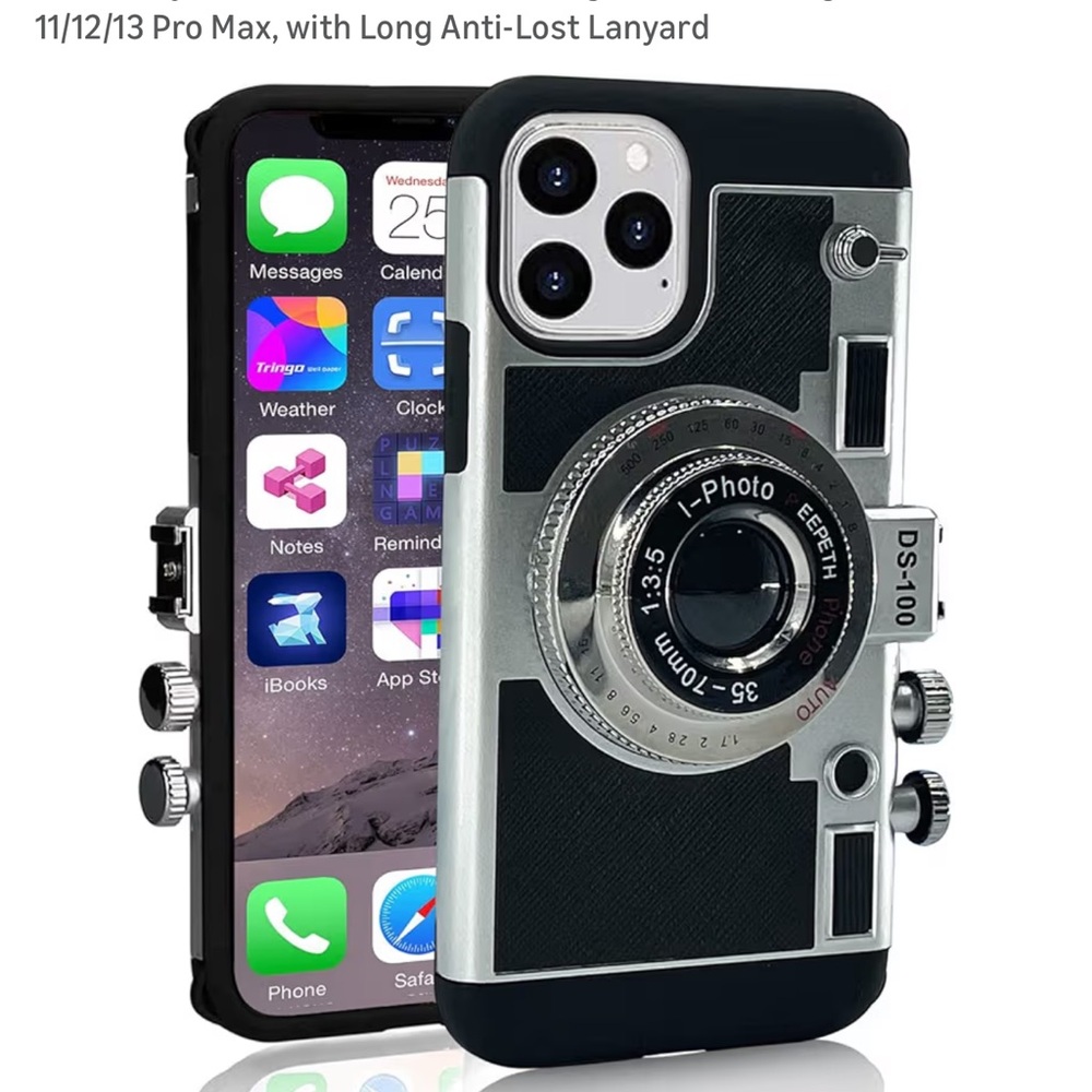 iPhone 13 Pro Max Camera Design Phone Case - Black and Silver